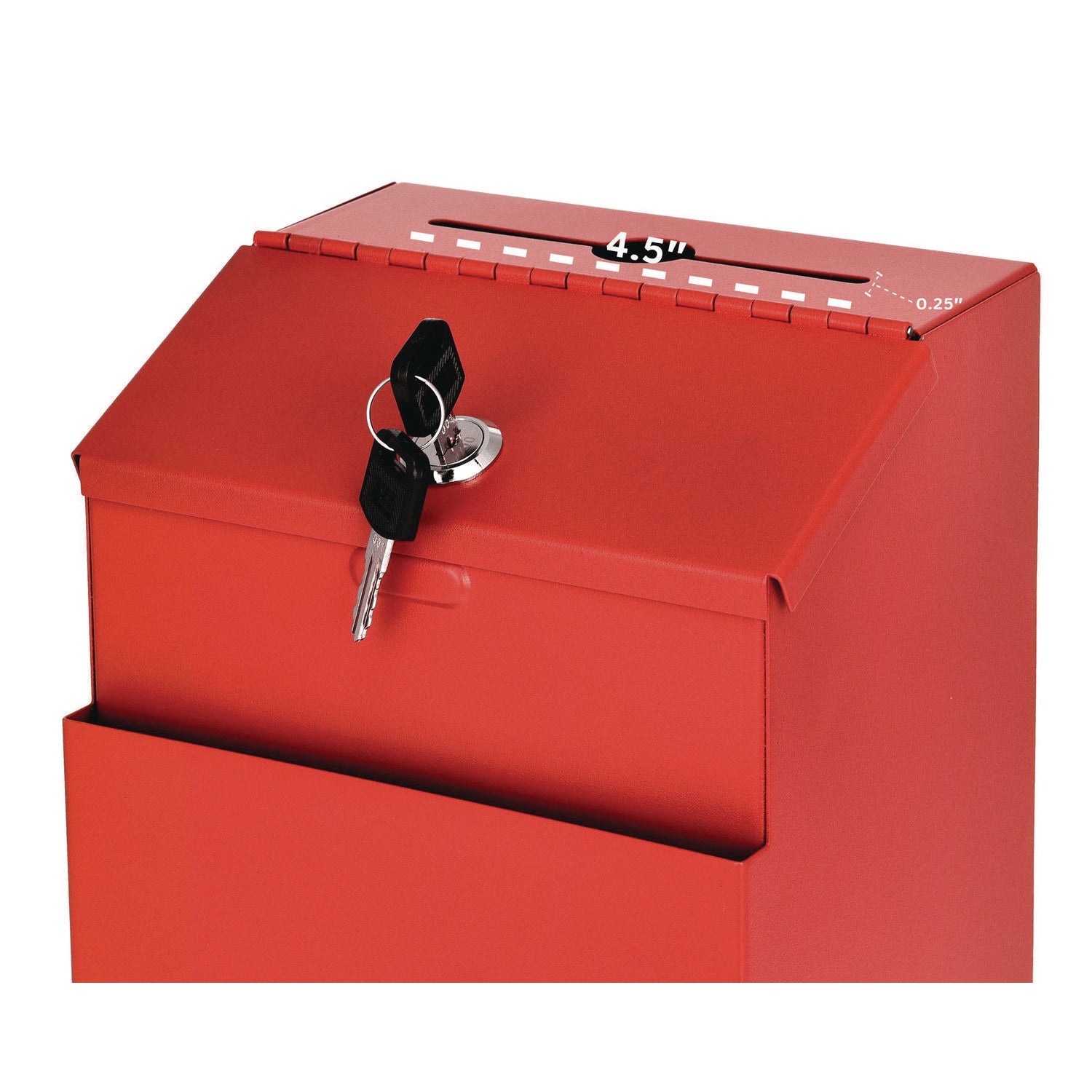 AdirOffice Wall Mountable Steel Suggestion Secure Drop Box with Key - 7 x 6 x 8.5 Inches, Stainless Steel 304, Red - Perfect for Offices, Schools, and Public Spaces for Secure Document Collection