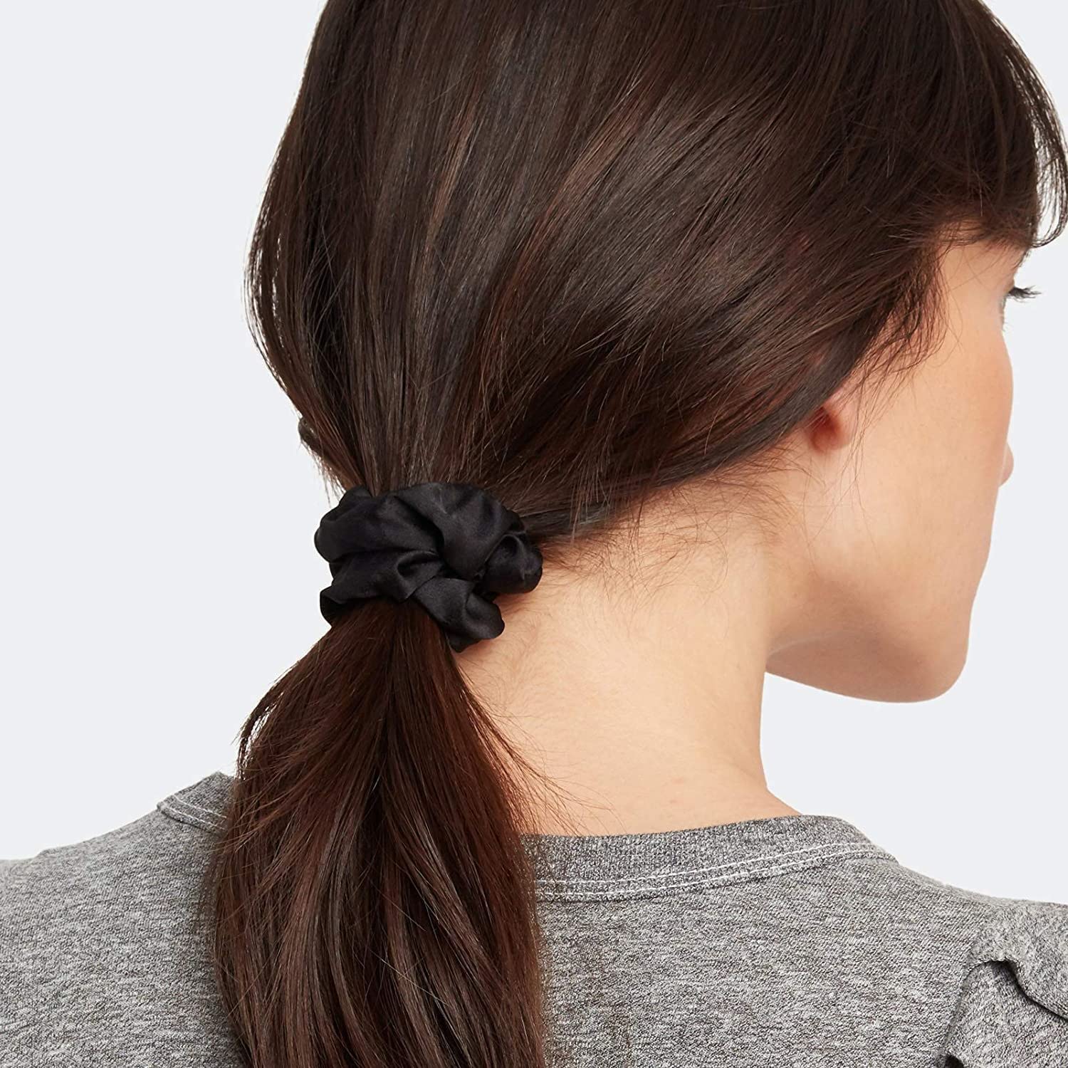 FAMEZA 2 Pack Black & Red Silk Scrunchies for Women - Soft Satin Hair Ties for Thick, Curly Hair - Mulberry Silk Ponytail Holders & Sleep Hair Bands (Perfect for Workouts, Office, and Overnight Hair Protection)