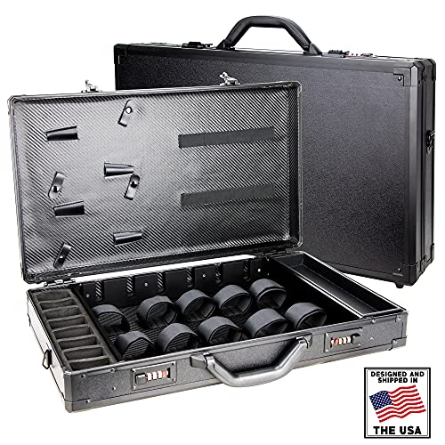 Ver Beauty Professional Barber Case - Large Stylist Tool Box Organizer & Traveling Case for Hair Shears, Clippers & Scissors (Black Smooth) - Perfect for Salon Professionals & Mobile Barbers