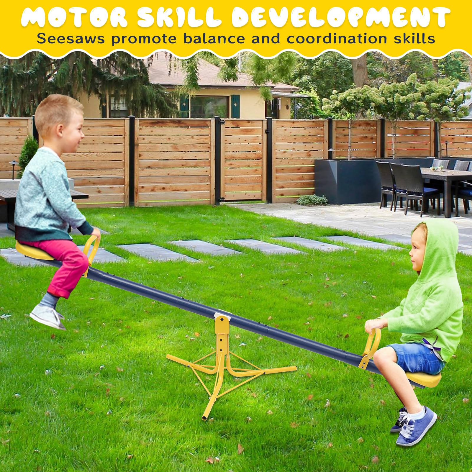 360° Rotating Teeter Totter Seesaw for Kids Ages 4-8 | Outdoor Backyard & Playground Toy | Perfect for Family Fun, Parks, and Daycare Centers