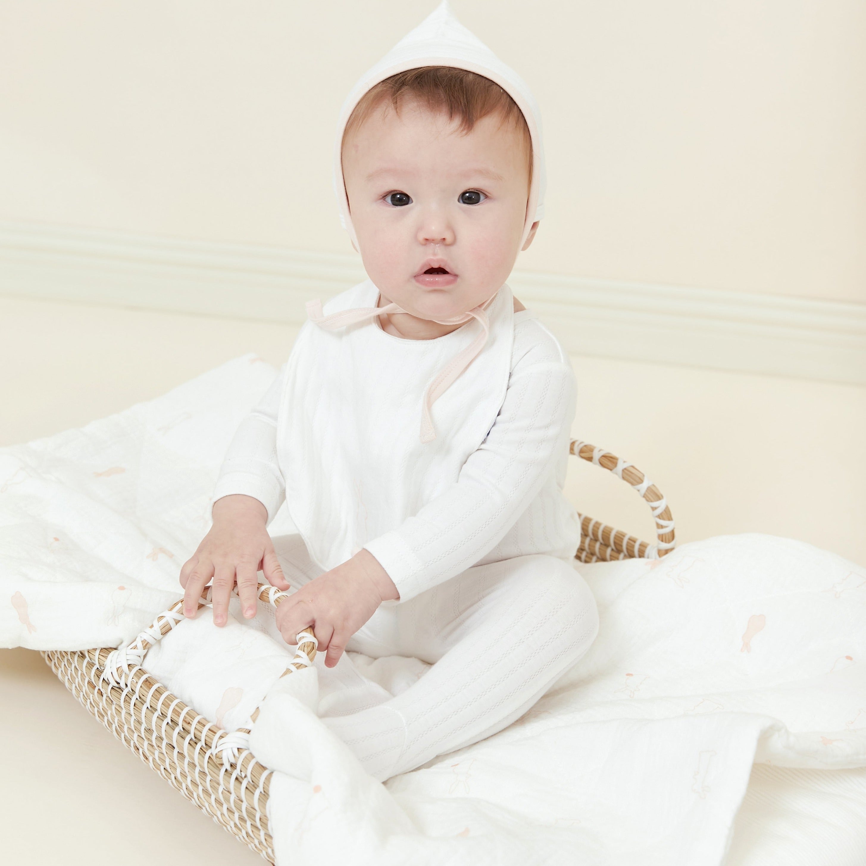 Kipp Baby Pink Bunny Stretchie and Bonnet Set - Soft Cotton Newborn Outfit for Girls - Perfect for Photoshoots, Baby Showers & Easter Gifts