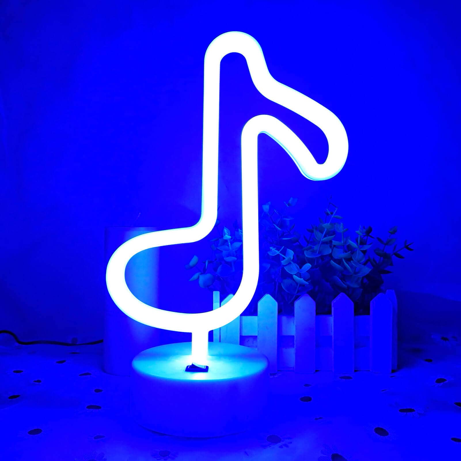 LED Music Note Neon Light Sign - USB/Battery Powered Blue Neon Night Light for Bedroom Decor - Perfect for Kids' Rooms, Parties & Music Themed Spaces