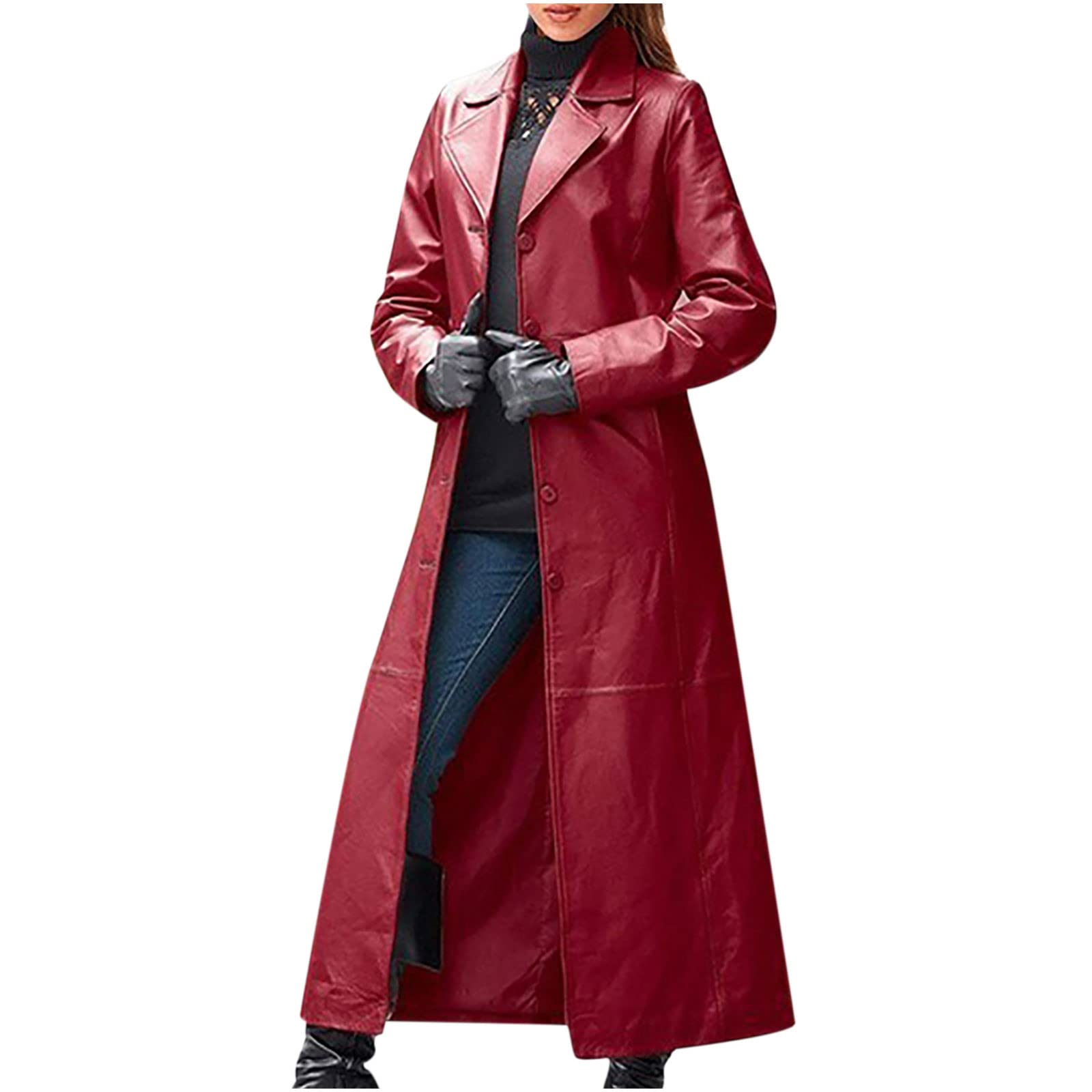 Stylish Women's Faux Leather Trench Coat - Sexy Long Jacket for Fall & Winter | Perfect for Office, Dating & Night Out