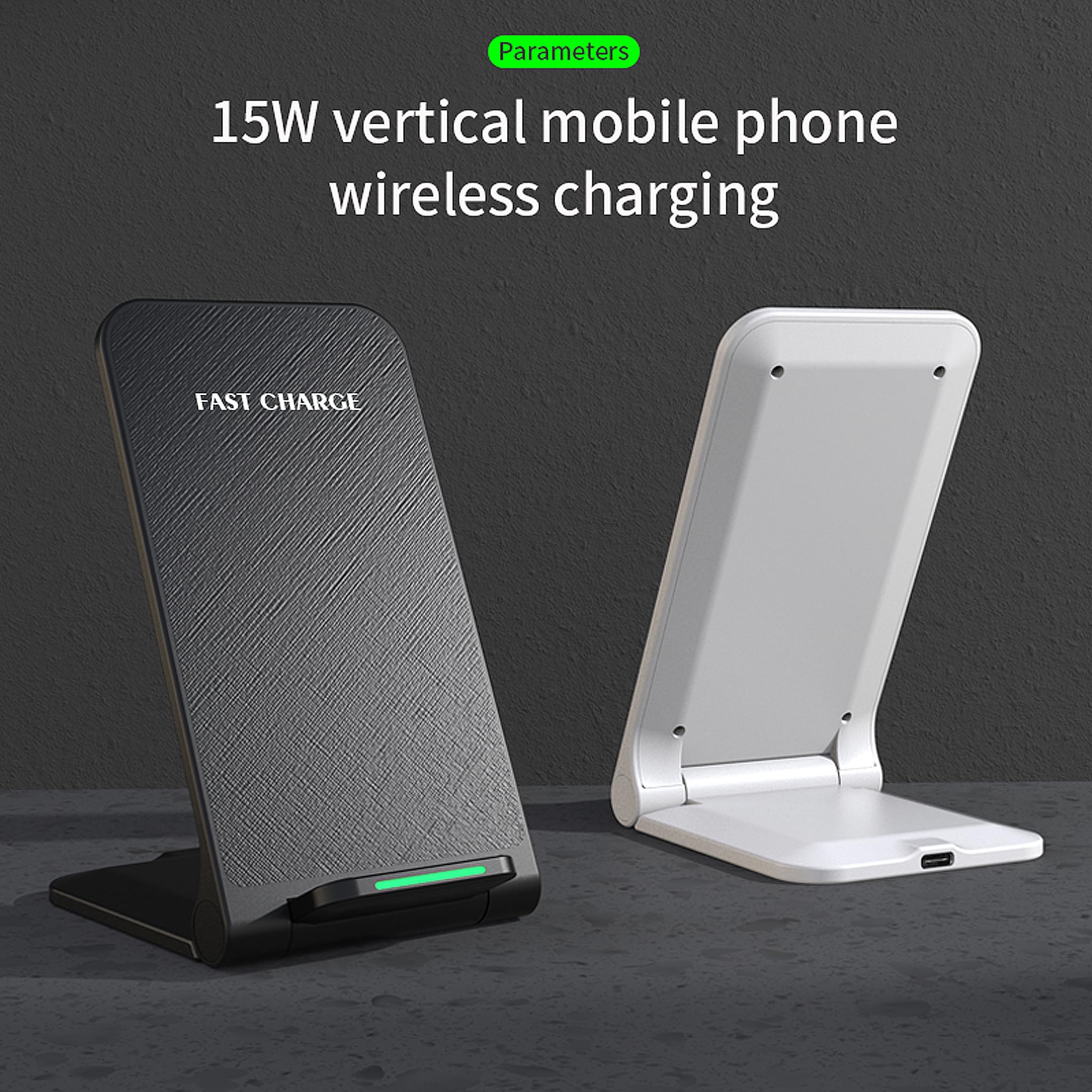Pipestation 15W Fast Wireless Charger Stand for iPhone & Samsung - Qi Certified Wireless Charging Station for iPhone 15/14/13/12/11, Samsung S23/S22/S21 - Adjustable Phone Stand (Black) | Perfect for Bedside, Office & Travel Charging