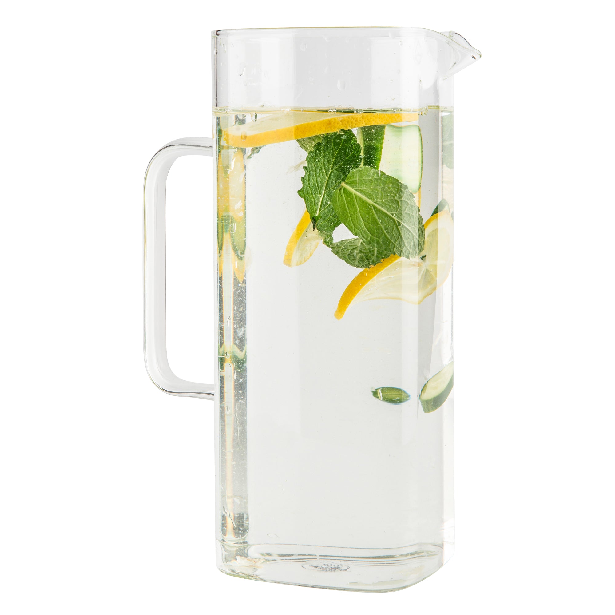 2L Square Glass Jug - Clear Modern Pitcher for Water, Juice & Iced Tea - Perfect for Home, Office & Outdoor Gatherings