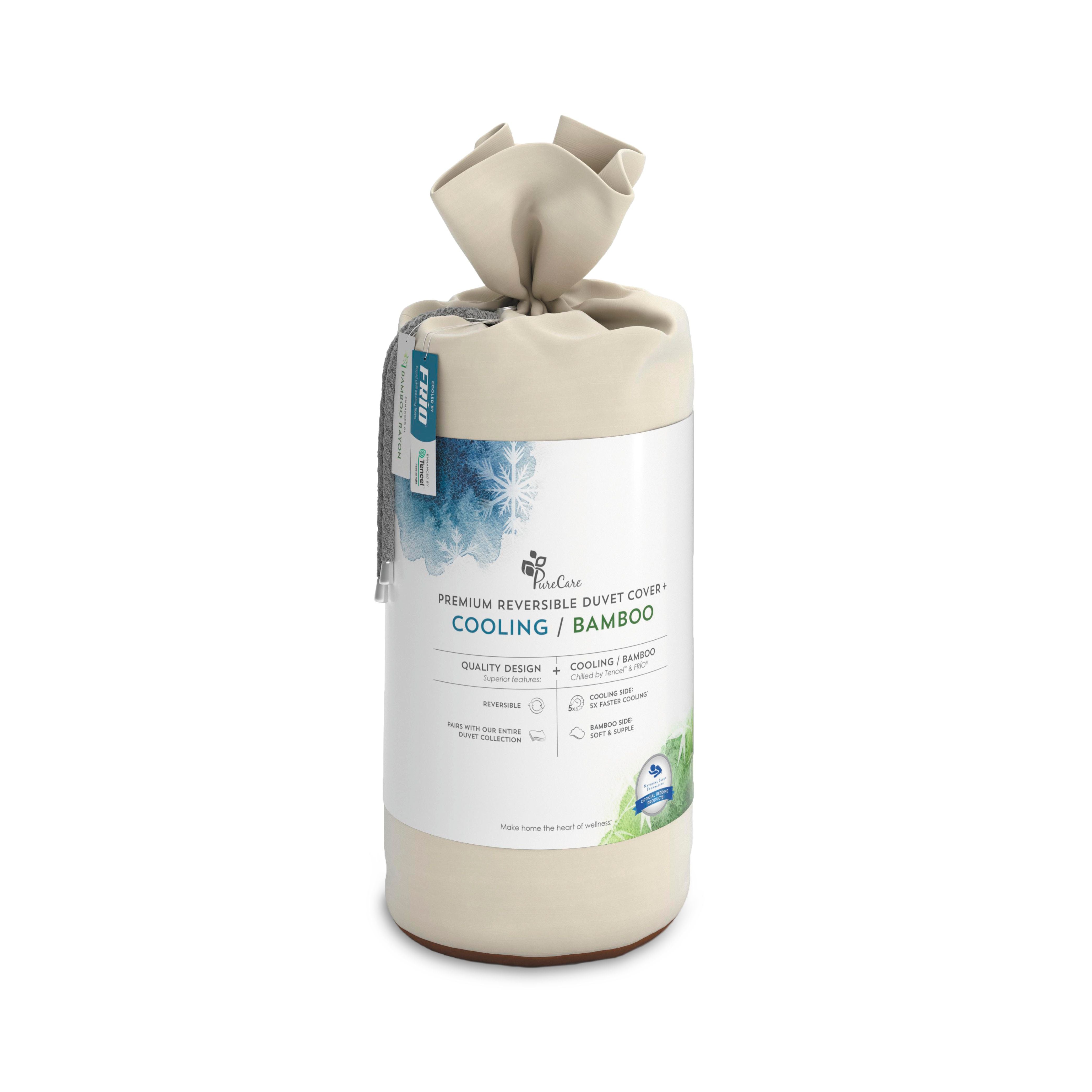 PureCare Cooling Bamboo Duvet Cover Set - Breathable & Hypoallergenic Bedding for Hot Sleepers - Perfect for Summer Nights & All-Season Comfort