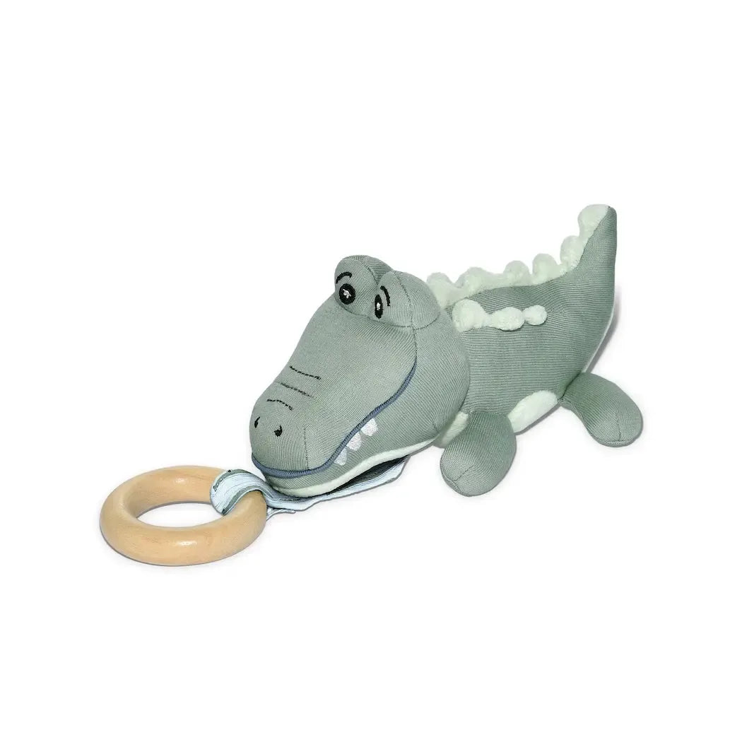 Organic Apple Park Alligator Teether Toy for Babies - Safe & Natural Chewing Relief for Teething Infants | Perfect for Home, Travel & Daycare Use