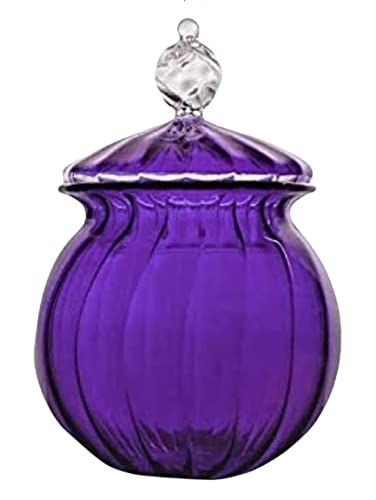 Elegant Blown Glass Candy Dish with Crystal Cover - Ribbed Glass Candy Bowl for Home Decor - Perfect for Parties, Weddings & Holiday Treats