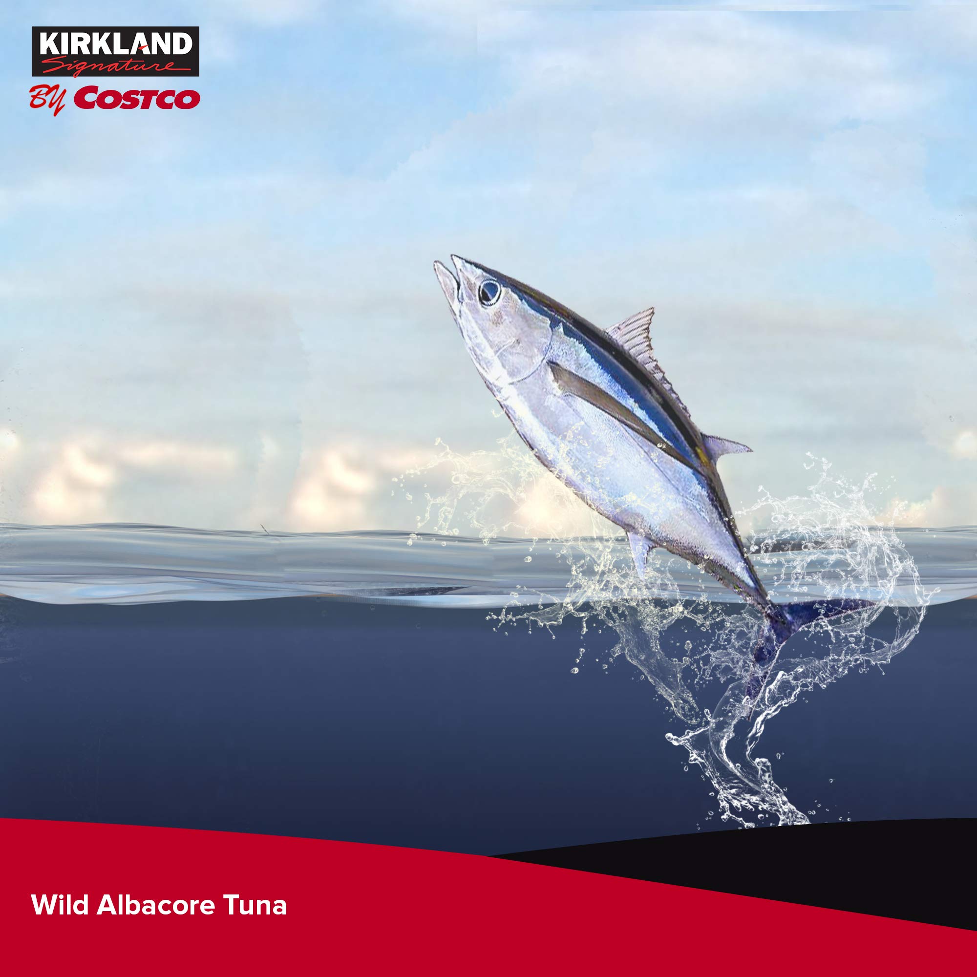 Kirkland Signature Solid White Albacore Tuna in Water - 7 Oz Cans, Pack of 8 | Premium Wild-Caught Tuna for Salads, Sandwiches & Healthy Meal Prep