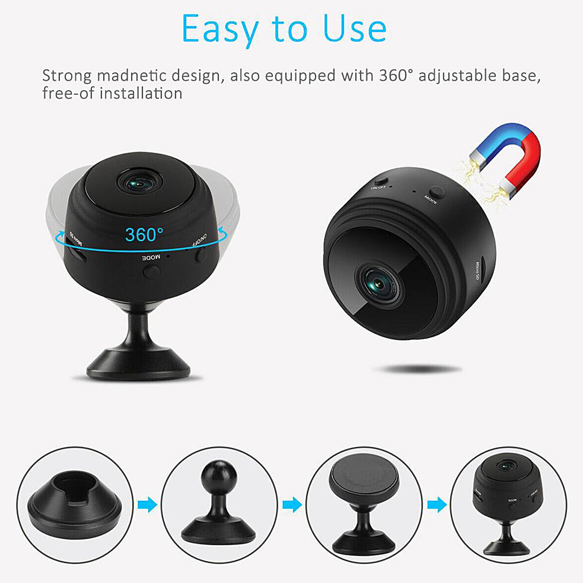 Edenn Mini Camera - 1080P HD Portable Spy Camera with Night Vision, Motion Detection | Perfect for Home Security, Baby Monitoring, Pet Watching & Travel Surveillance