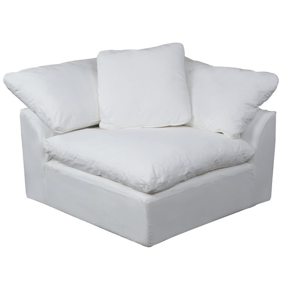 Sunset Trading 4-Piece L-Shaped Fabric Sofa Slipcover Set - White Sectional Couch Cover for Living Room, Family Room & Home Decor