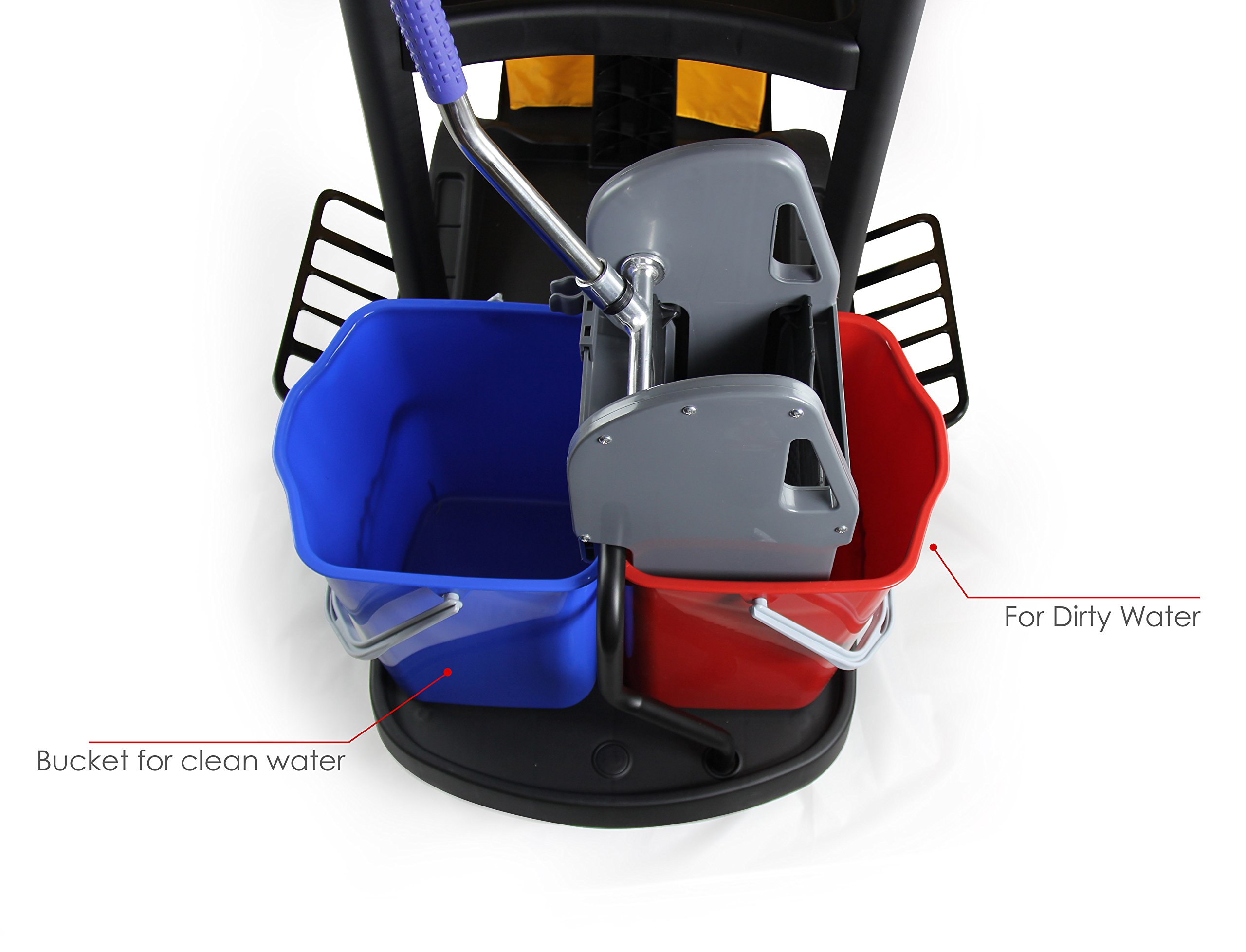Industrial Janitorial Service Cart with Vinyl Bag - Heavy Duty Cleaning Cart for Commercial & Warehouse Use