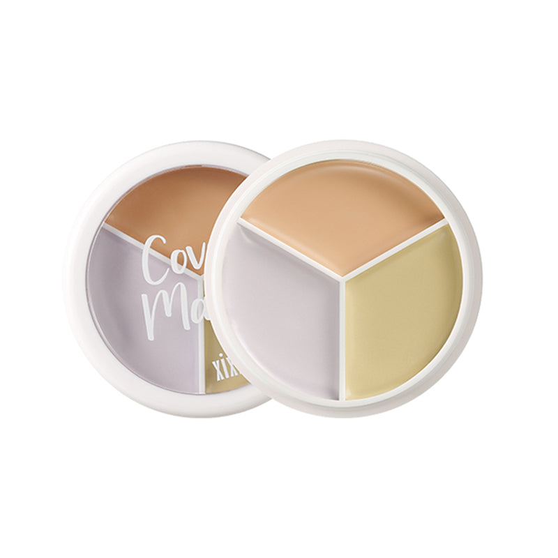 XIXI Flawless Skin Long Lasting 3 Color Concealer Palette - Full Coverage Liquid Makeup for Dark Circles, Blemishes & Acne - Perfect for Everyday Wear & Professional Makeup Artists