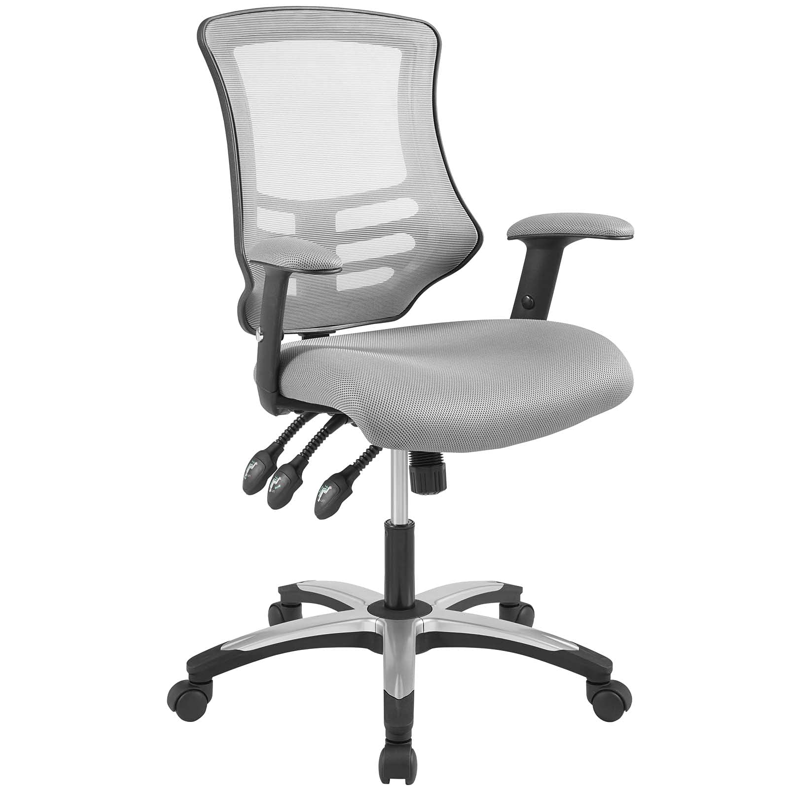 Modway Calibrate Ergonomic Mesh Office Chair with Adjustable Height & Lumbar Support - Gray Computer Desk Chair for Home & Office Workspaces