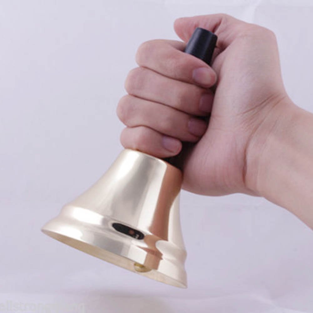 Echi Gold Plated Metal Loud Service Bell - Handheld Alarm Bell for Restaurants, Hotels, and Office Reception Desks