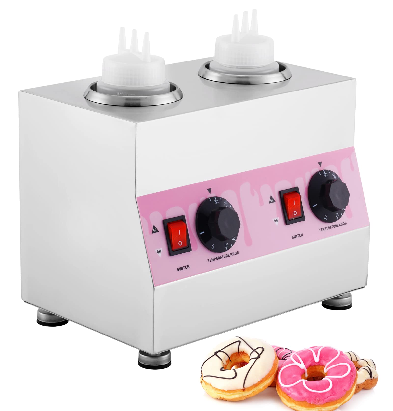 Electric Cheese Sauce Warmer & Hot Fudge Dispenser - 22OZ Nacho Cheese Warmer Machine with Temperature Control (86-185°F) - Perfect for Restaurants, Cinemas & Home Use - 110V Commercial Jam Heater for Preserving Sauces