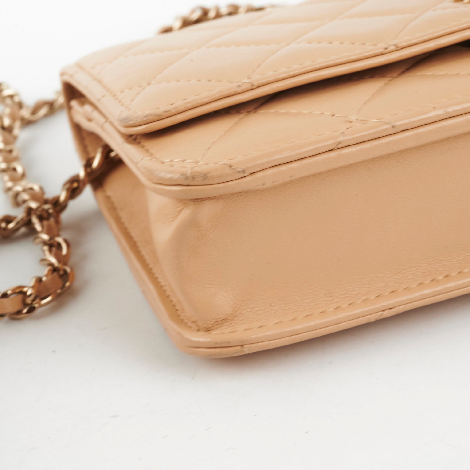 Authentic Chanel Lambskin Beige Wallet On Chain WOC Crossbody Bag - Luxury Designer Purse for Women, Perfect for Parties & Evening Events