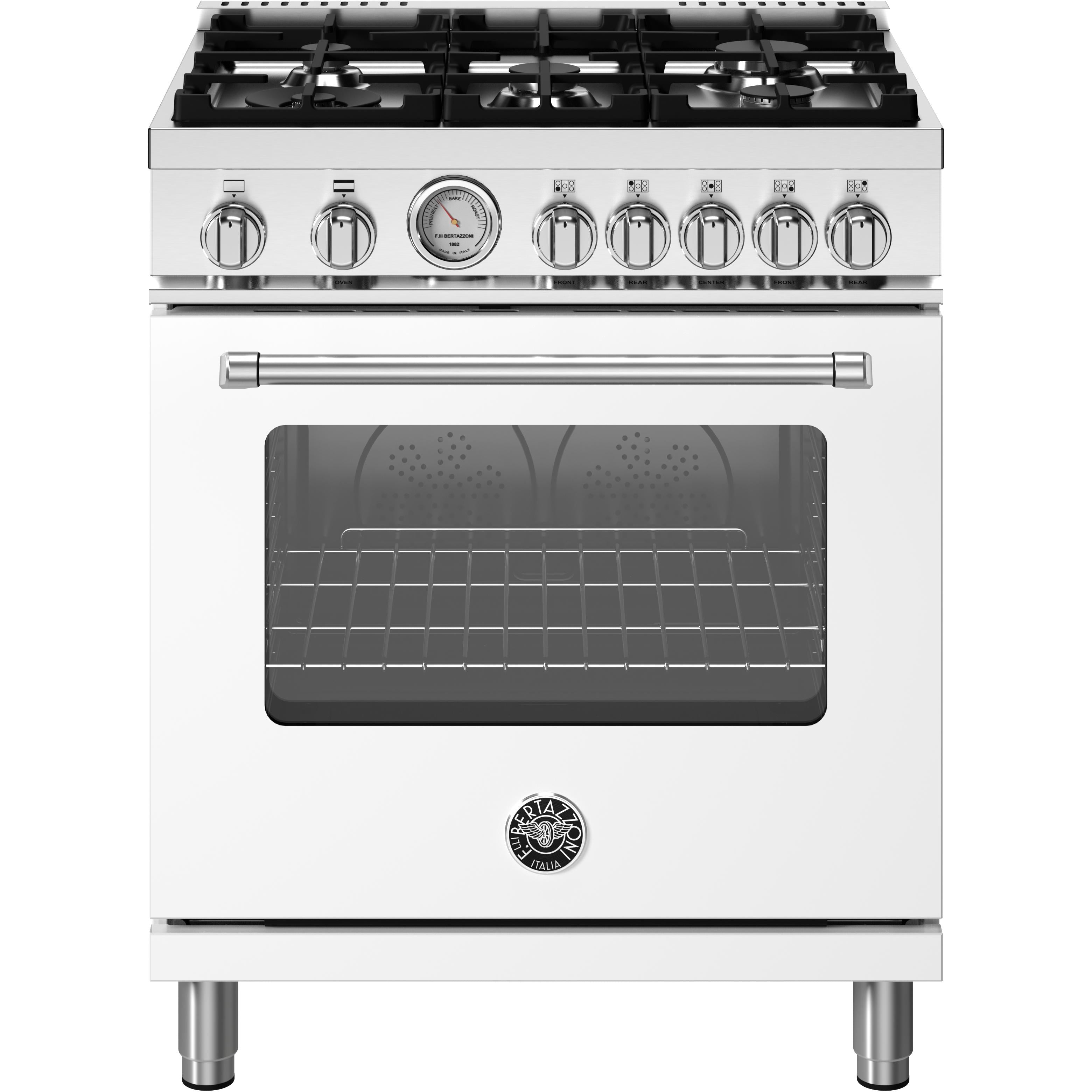 Bertazzoni 30 Inch Freestanding Gas Range MAS305GASBIV - Professional Style Stainless Steel Oven with 5 Sealed Burners - Perfect for Home Kitchens & Gourmet Cooking