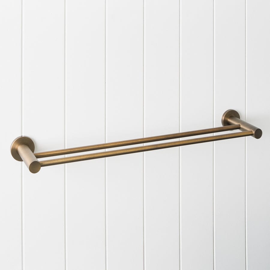 Sydney Double Towel Rail in Antique Brass - Premium Bathroom Towel Holder for Modern & Vintage Home Decor - Perfect for Bathrooms, Spas, and Luxury Hotels