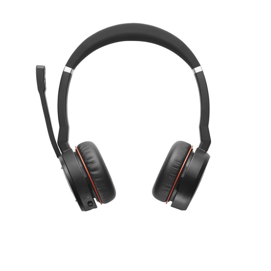 Jabra Evolve 75 UC Wireless Bluetooth Headphones with Microphone - Noise Cancelling Stereo Headset for Office & Remote Work - 15+ Hour Battery Life - USB Adapter Included - Black - Perfect for Video Calls, Online Meetings & Home Office Use