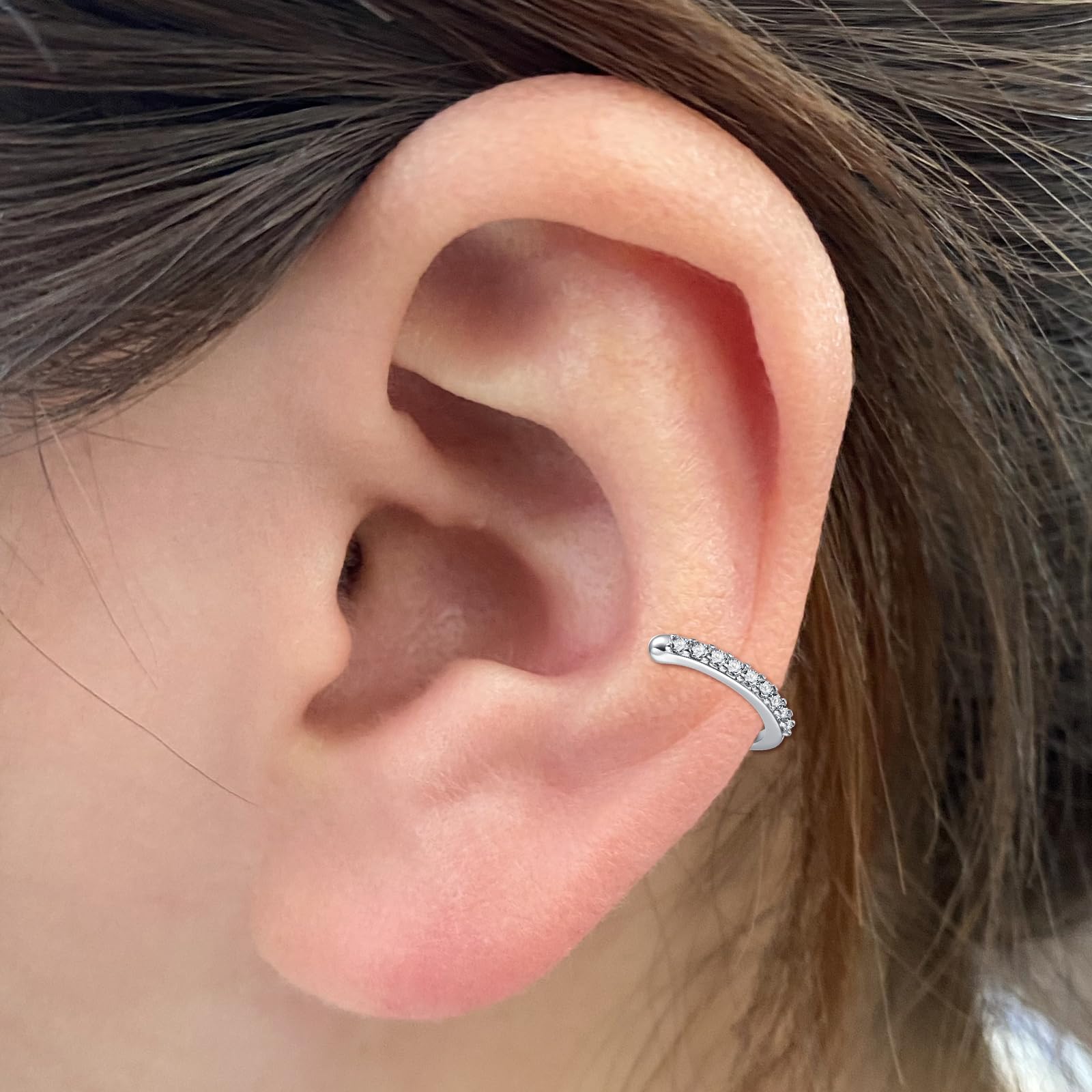 JFORYOU Stainless Steel Fake Helix Ear Cuff - Clip On Cartilage Earrings for Men & Women, Non-Piercing Adjustable Lip Ring Wrap - Perfect for Parties, Concerts & Everyday Fashion Accessories