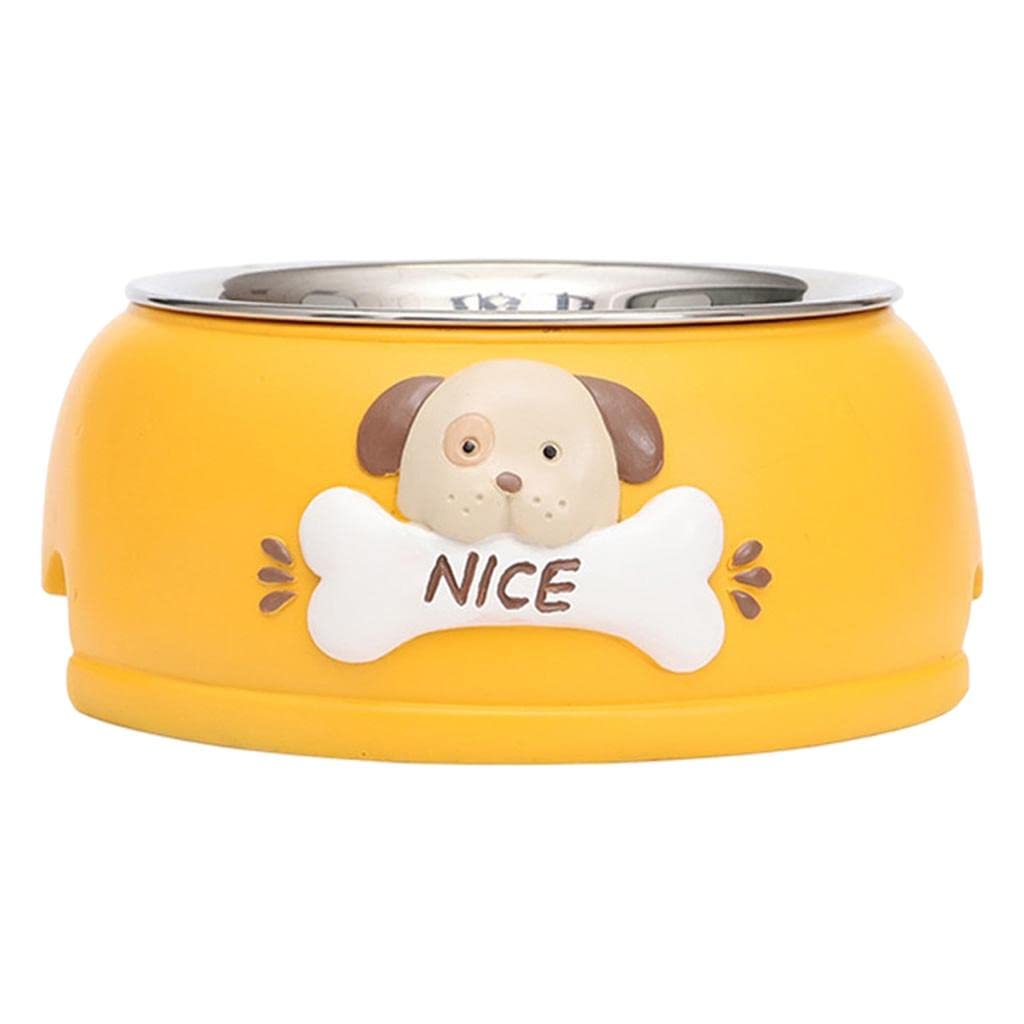 Premium Stainless Steel Pet Bowl for Dogs & Cats - Non-Slip Durable Pet Food & Water Dish - Yellow Pet Feeder for Indoor & Outdoor Use | Perfect for Mealtime & Travel | Pet Supplies, Dog & Cat Accessories