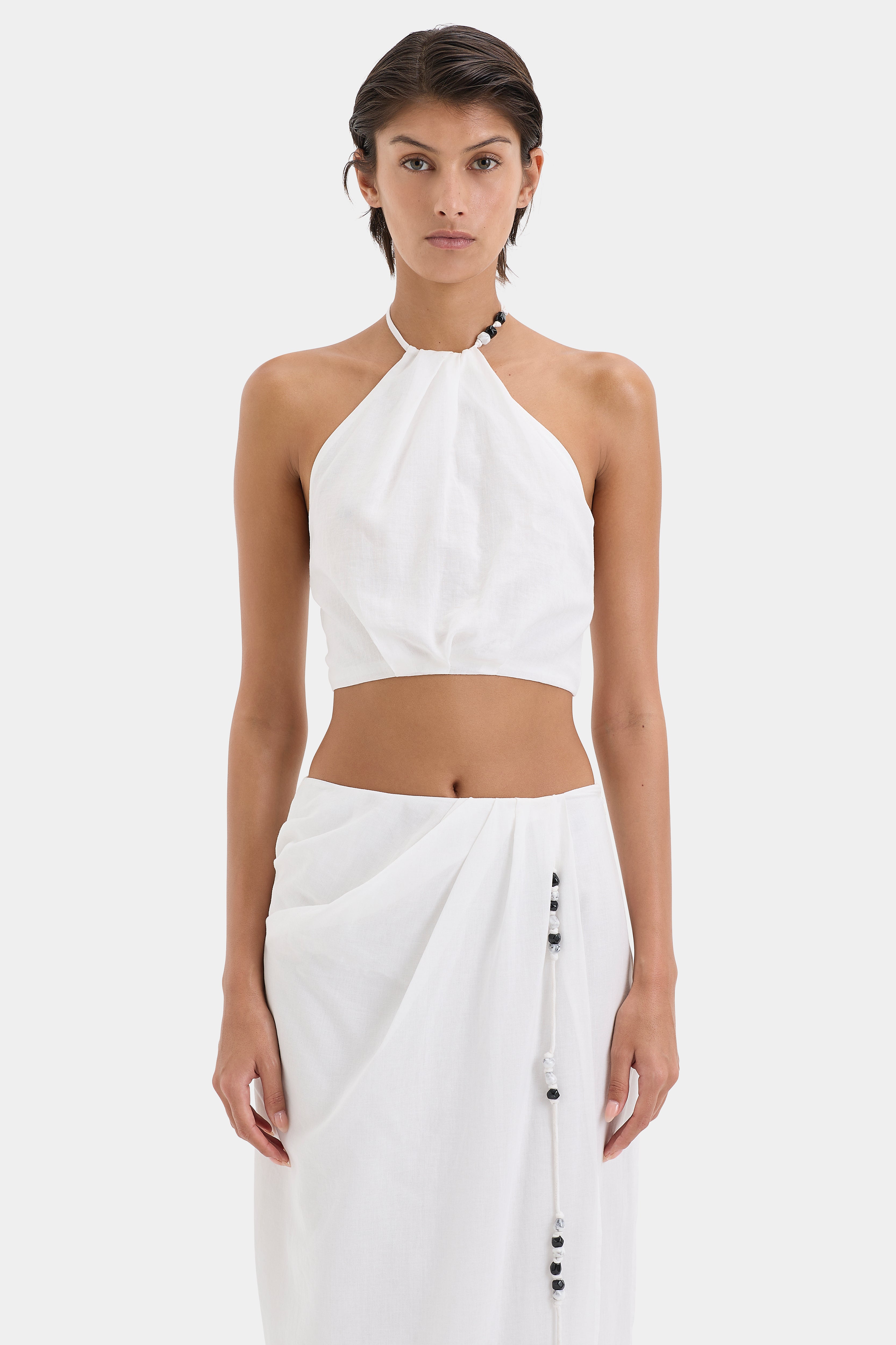 Azura Ivory Tie Top Women's Blouse - Elegant Casual & Office Wear for Summer Outfits