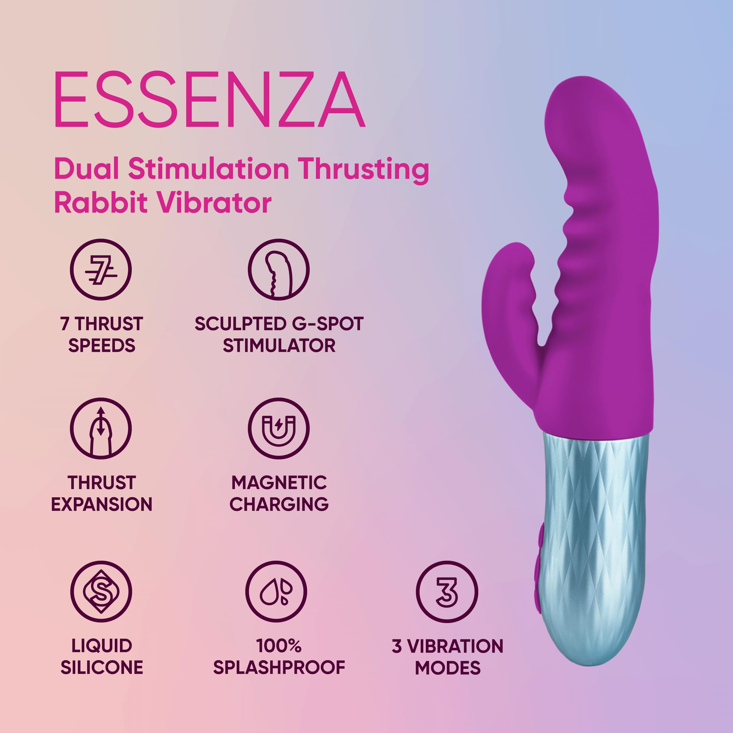 Premium Thrusting Rabbit Vibrator for Women - 7 Speeds & 3 Vibration Modes G-Spot Stimulator - Waterproof Silicone Adult Toy for Couples & Solo Play (Purple) - Perfect for Romantic Nights & Self-Care Moments