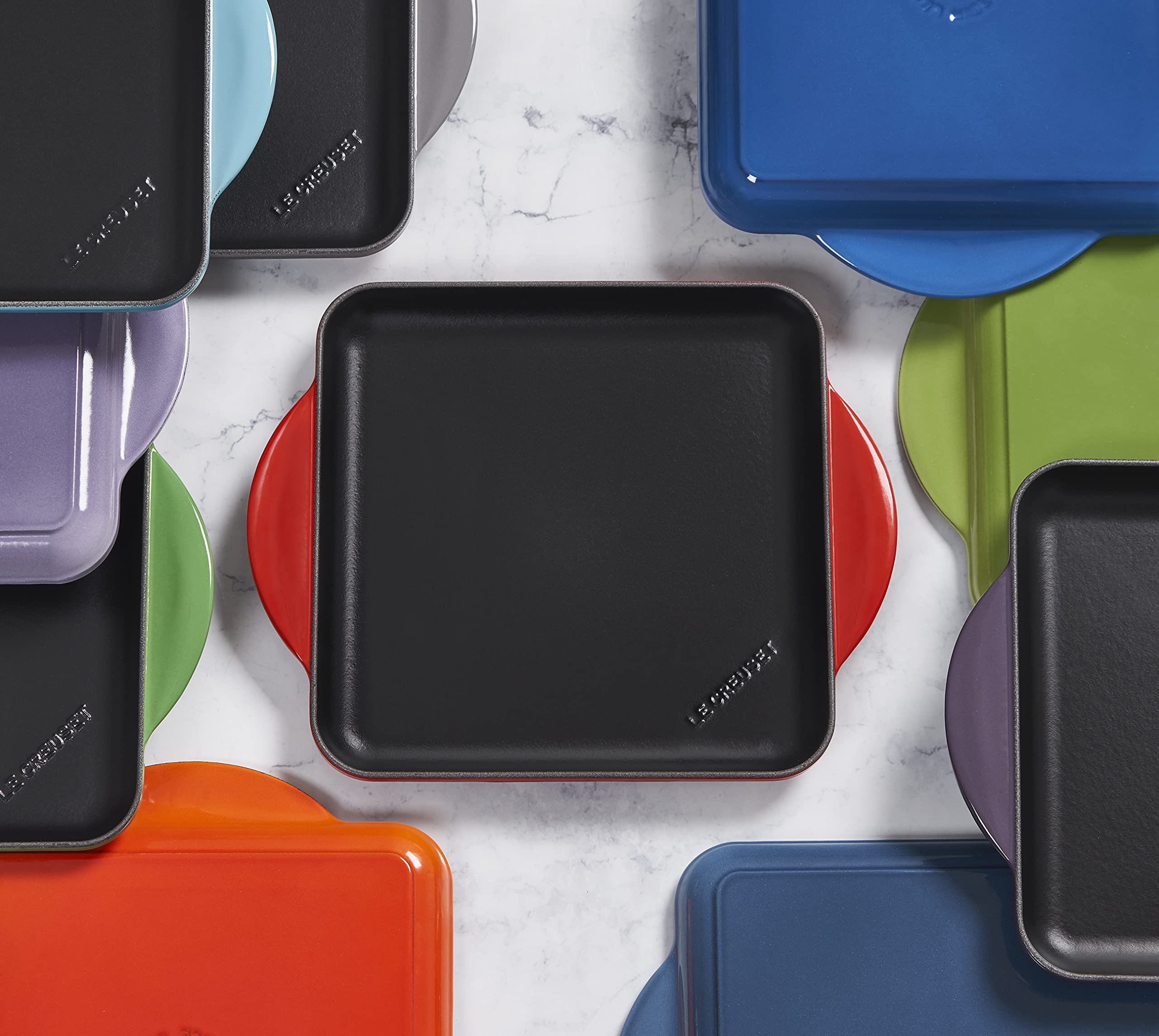 Le Creuset Enameled Cast Iron Square Griddle Pan - 9.5 Inch Nonstick Skillet for Stovetop & Oven Use - Meringue Color - Perfect for Pancakes, Burgers & Grilling