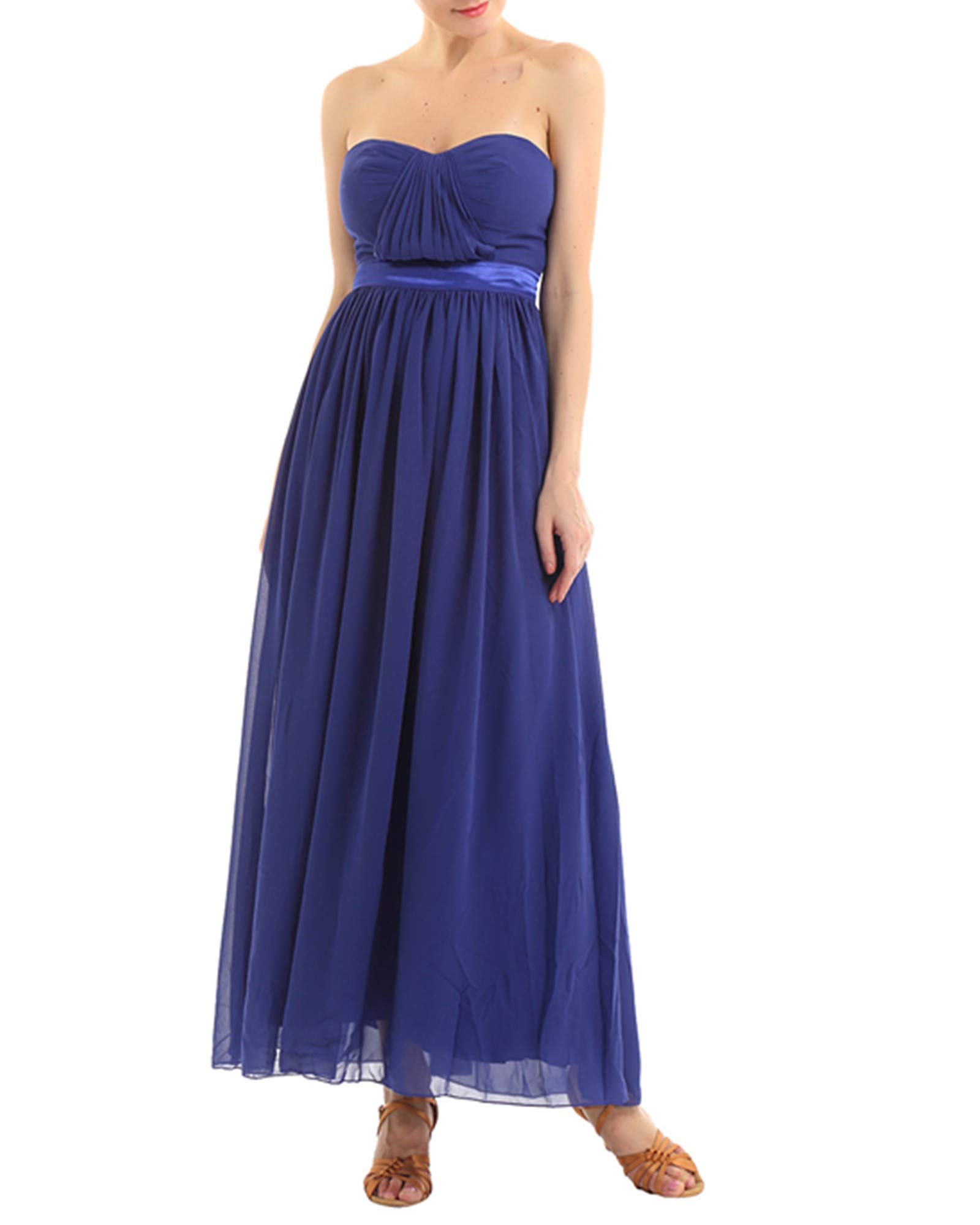 Freebily Women's Strapless Pleated Long Formal Dress for Wedding, Bridesmaid, Prom & Evening Gowns - Perfect for Special Occasions, Dances & Formal Events