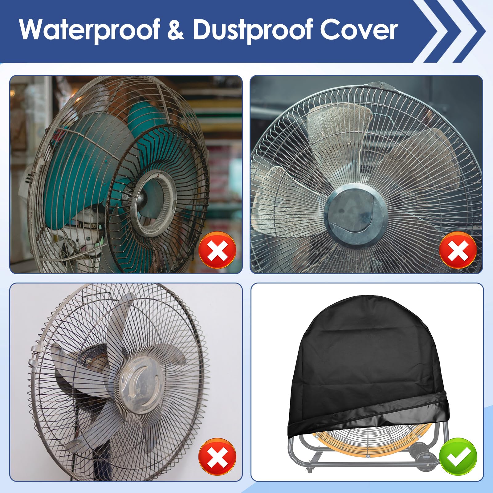 Heavy Duty Industrial Outdoor Floor Fan Cover - Waterproof, Dustproof, UV Resistant for Warehouses, Garages, and Construction Sites
