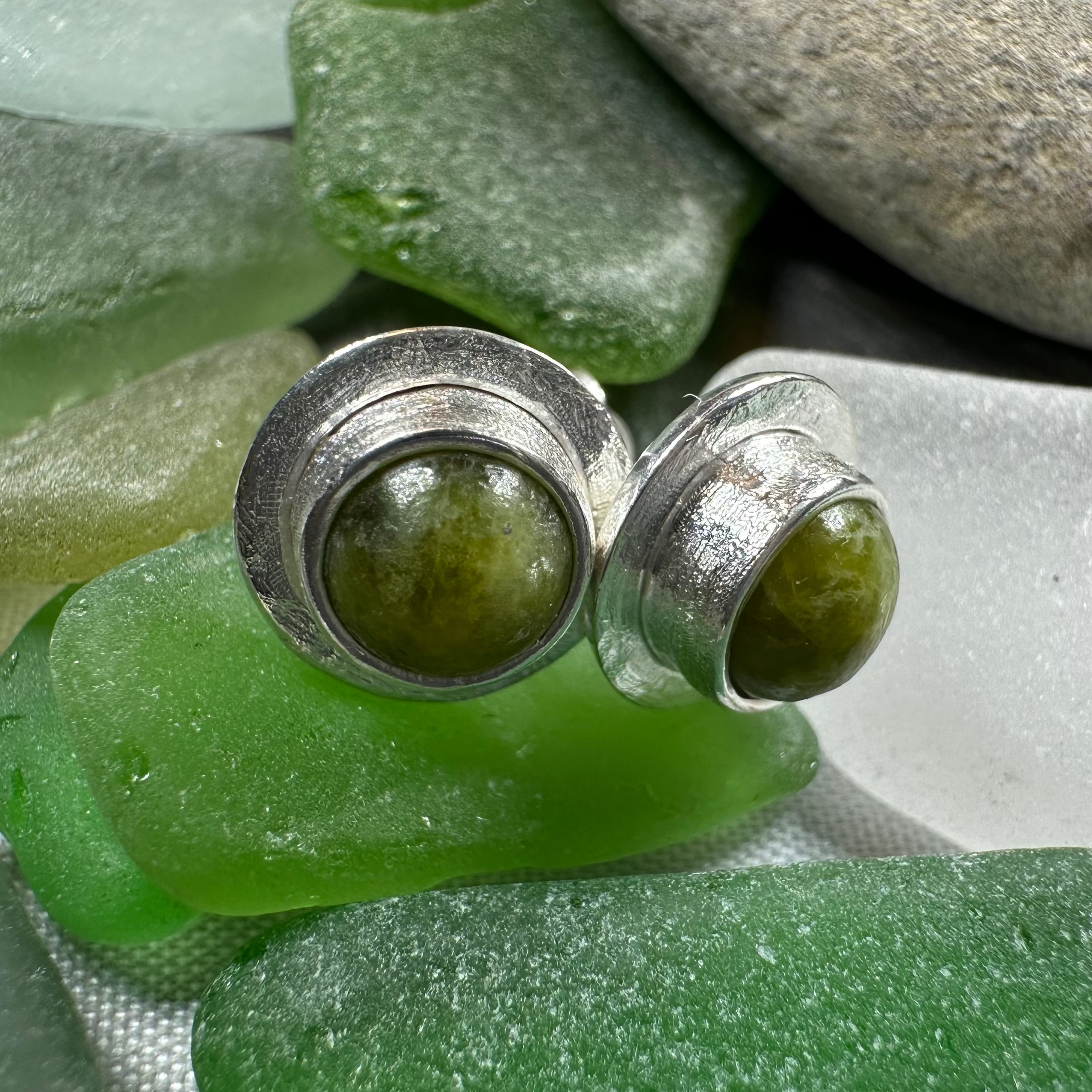 Connemara Marble Irish Coast Post Earrings - Authentic Irish Jewelry, Dainty Green Stone Stud Earrings for Women, Perfect for St. Patrick's Day Gifts & Everyday Wear