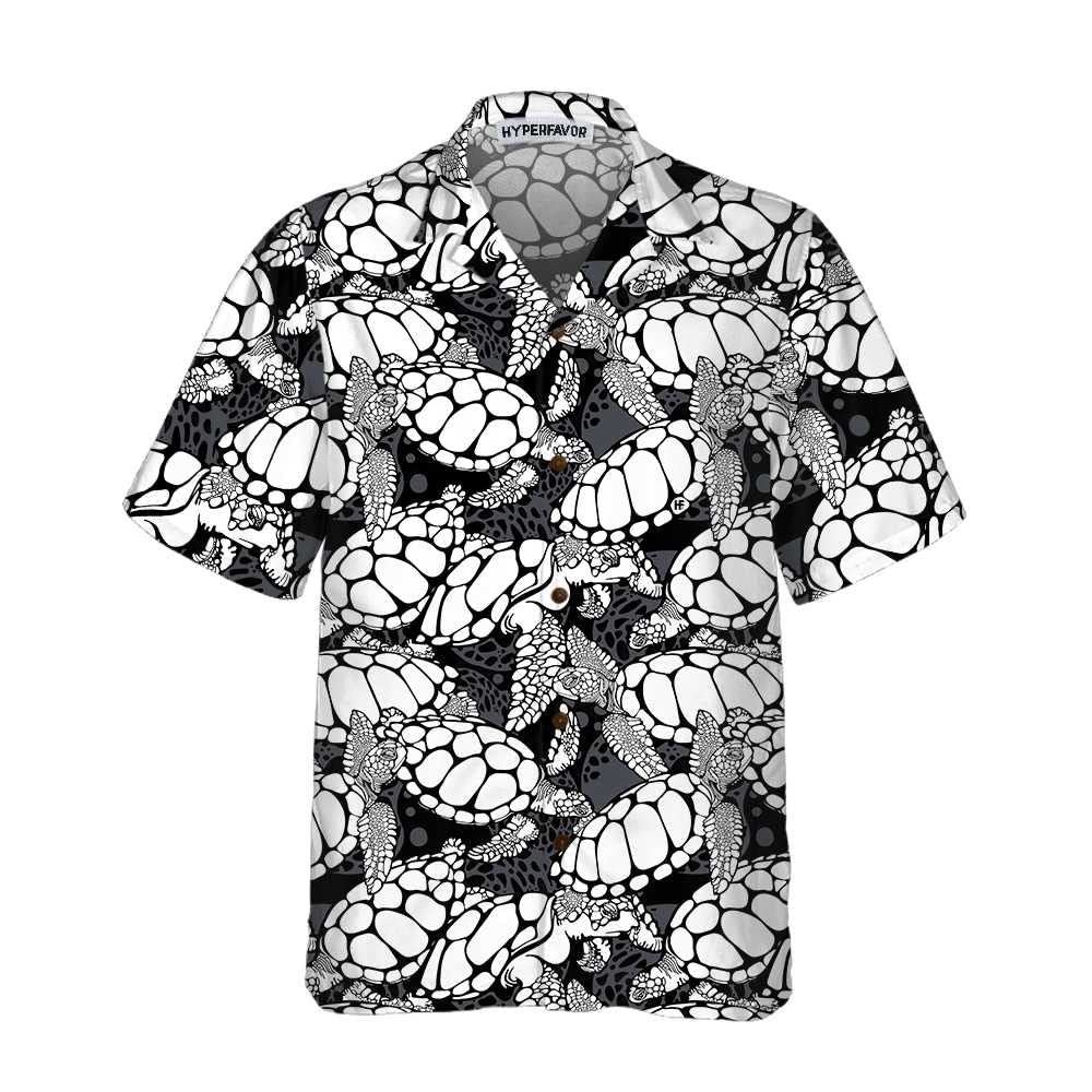 HYPERFAVOR Stylish Sea Turtle Hawaiian Shirts for Men - Breathable Button Down Beach Shirts with Turtle Print - Perfect for Vacation, Summer Parties & Tropical Getaways