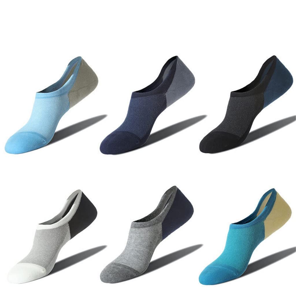 5 Pairs Men's Boat Socks - Cotton Striped Crew Socks for Spring & Summer - Soft Breathable Short Socks with Silicone Grip - One Size Fits Most - Perfect for Casual Wear, Boating, and Outdoor Activities