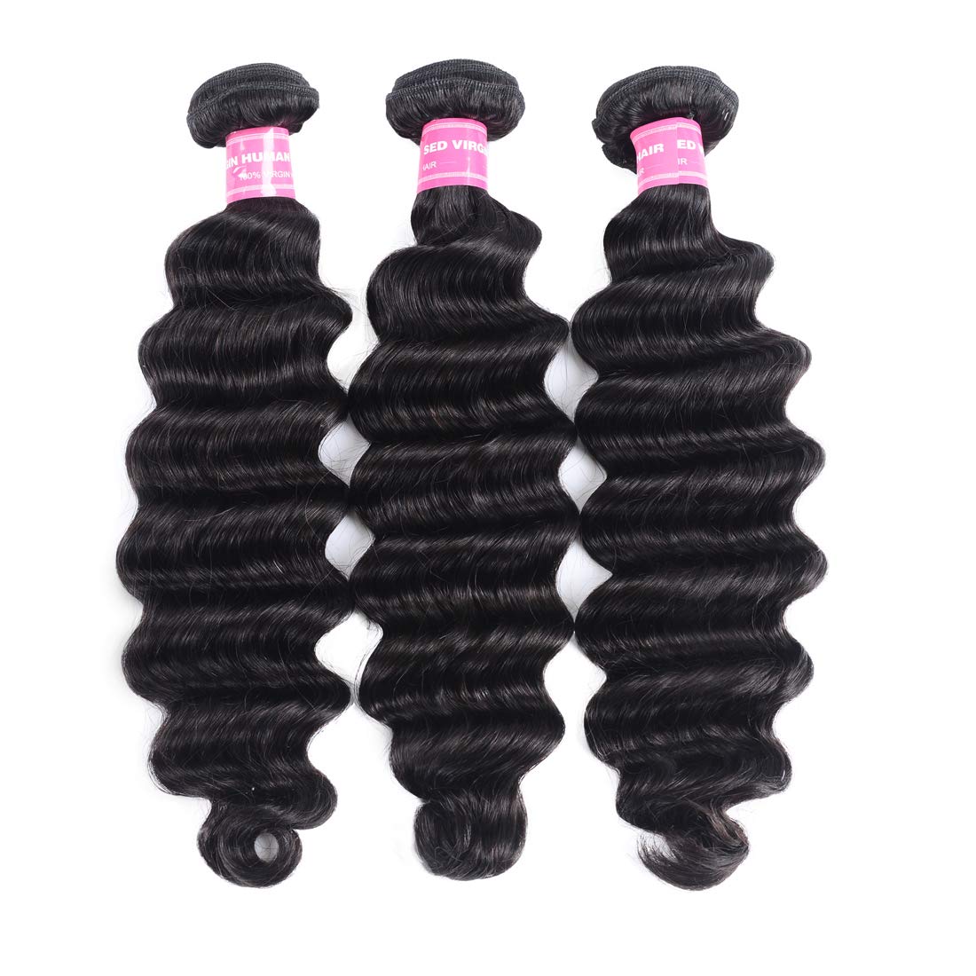 Beauty Forever Hair 8A Grade 100% Unprocessed Malaysian Virgin Hair - 3 Bundles Deep Wave Remy Human Hair Extensions (20 22 24 Inch) Natural Black Color, Bleach & Dye Friendly | Perfect for Daily Wear, Styling, Weddings & Special Occasions