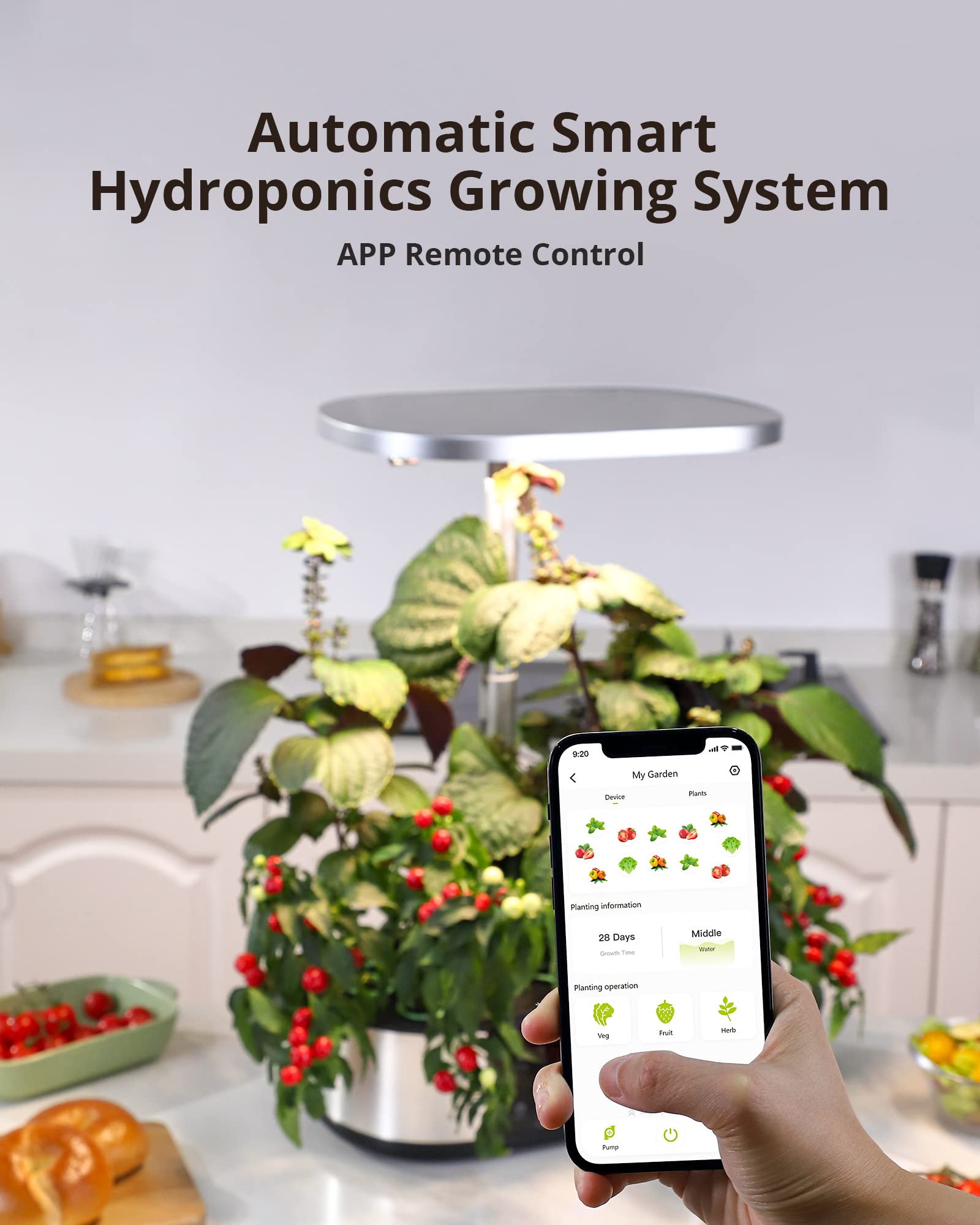 Smart WiFi Hydroponics Growing System - 12 Pod Indoor Herb Garden Kit with APP Control, 30W Full Spectrum LED Grow Lights & Silent Pump for Home, Kitchen, Office - Automatic Timer for Fresh Basil, Mint, Lettuce & More