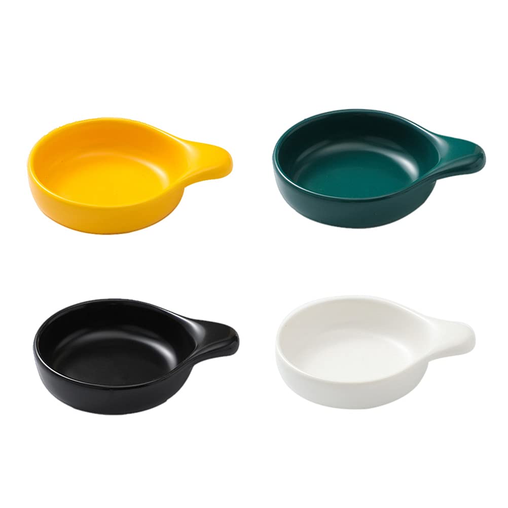 DOITOOL 4-Piece Ceramic Sauce Dishes Set - Small Snack Bowls for Condiments, Dips, and Sauces - Perfect for Parties, Appetizers, and Home Dining - Durable Hydraulic Pressed Ceramic Plates
