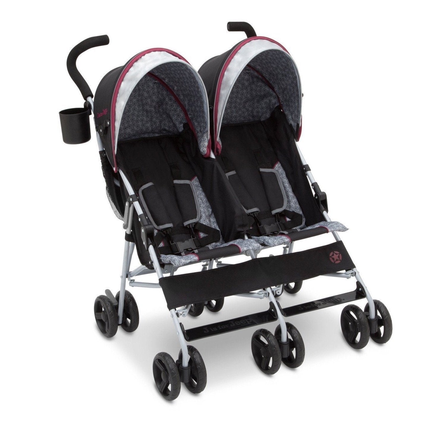 Jeep® Scout Double Stroller - Lightweight & Durable Side-by-Side Baby Stroller for Twins - Perfect for Shopping, Travel & Outdoor Adventures