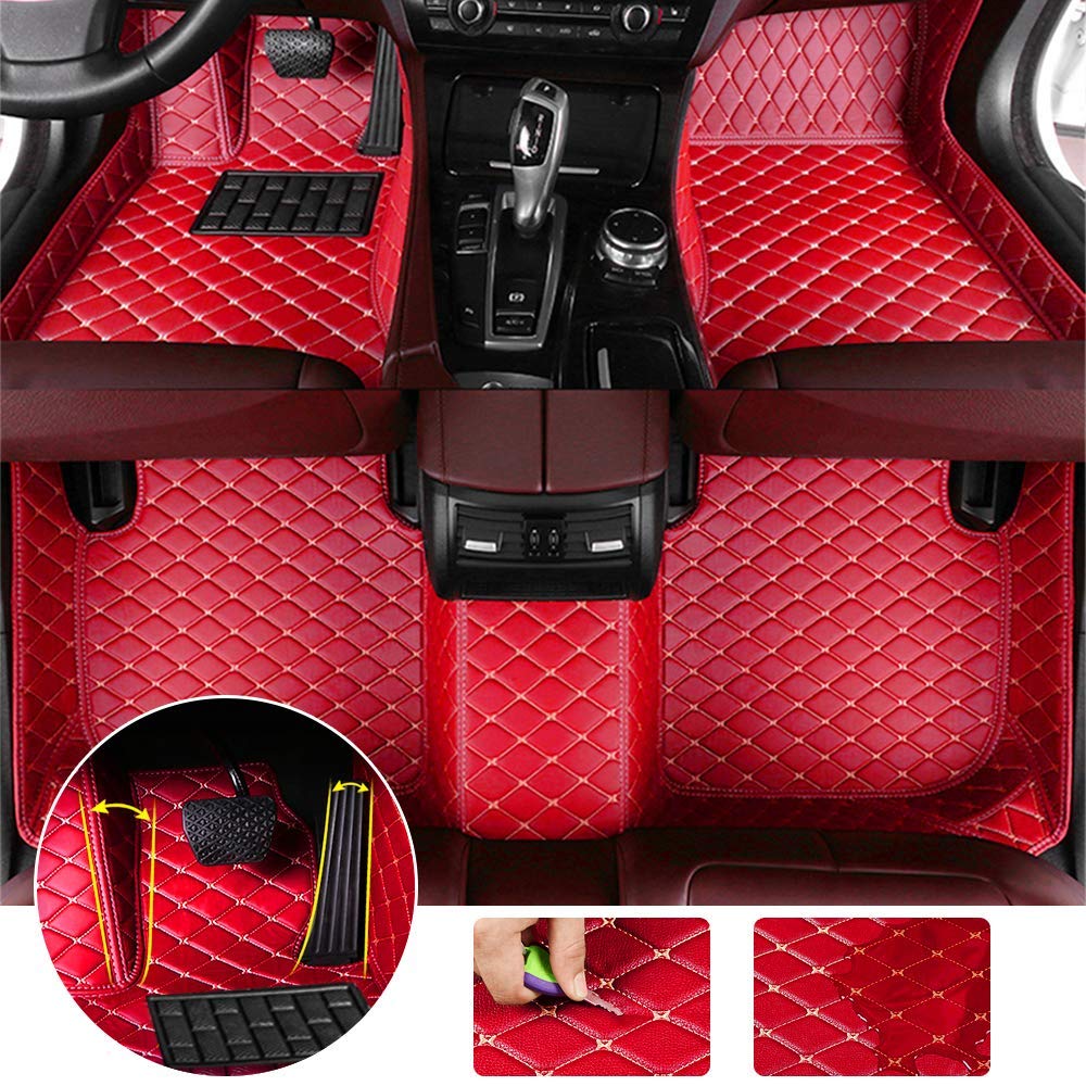 2007-2017 Jeep Compass All-Weather Floor Mats - Heavy Duty 3-Piece Set - Non-Slip Red Car Mats for Full Protection - Perfect for Off-Road, Daily Commute & Family Trips