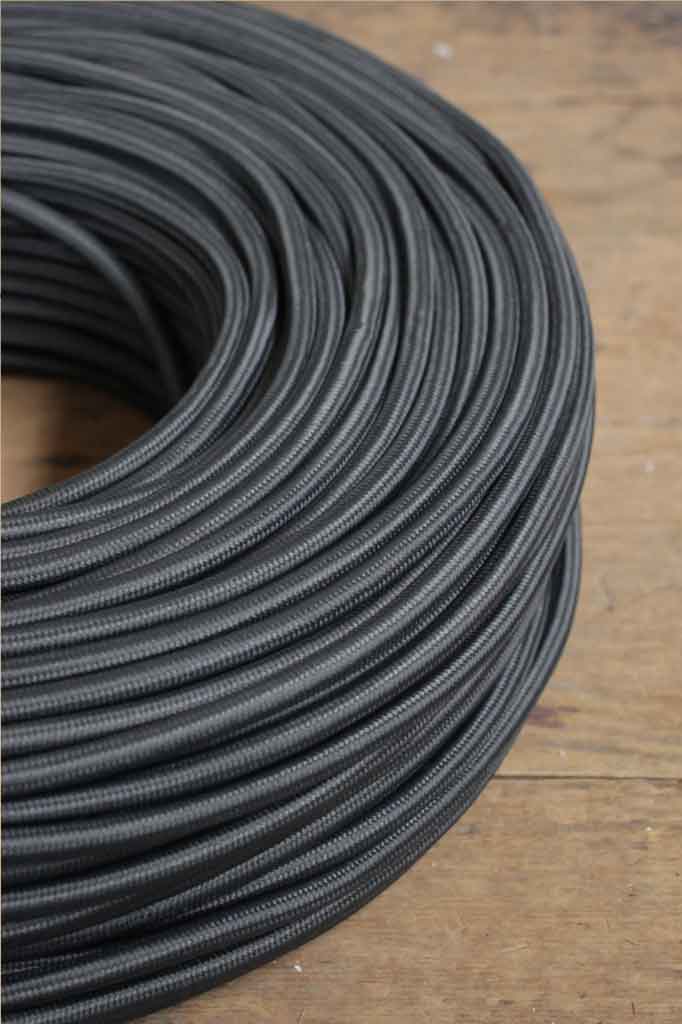 High-Quality Charcoal Braided 3-Core Insulated Light Cord - Durable & Flexible for Home, Office, and Outdoor Electrical Wiring