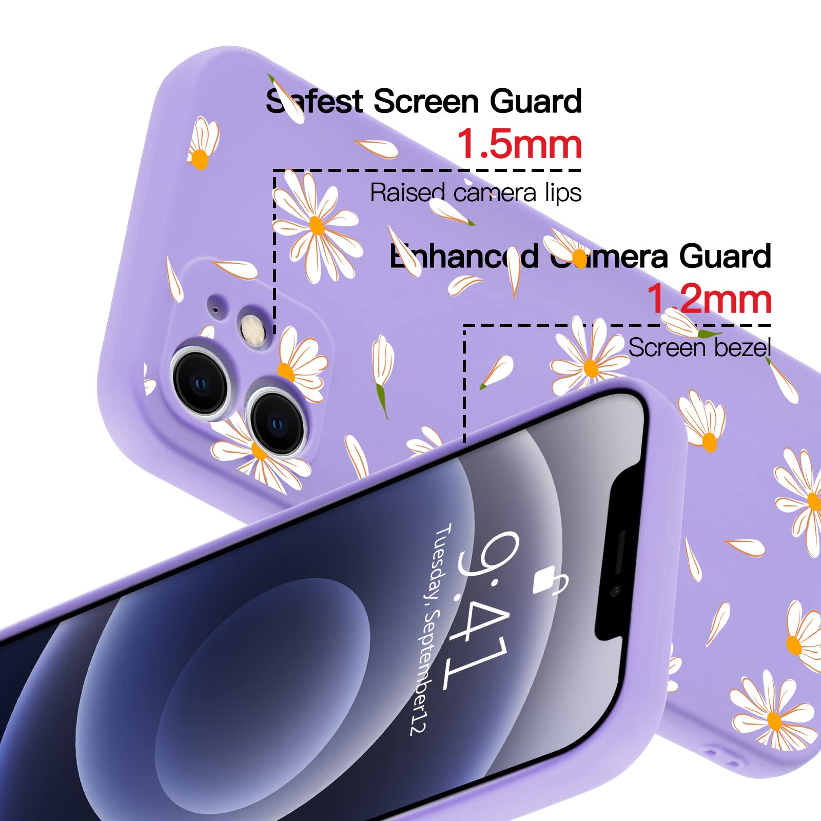 **JOYLAND Silicone Daisy Flower Phone Case for iPhone 11 Pro Max – Floral Bumper Skin, Anti-Scratch & Shockproof Purple TPU Cover – Perfect for Everyday Protection & Stylish Outfits**