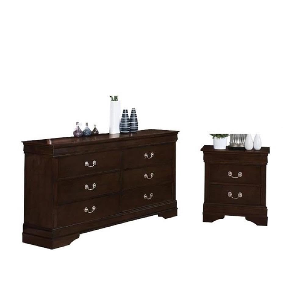 Louis Philippe 2-Piece Bedroom Set - Brown Dresser and Nightstand Coaster Furniture | Perfect for Master Bedroom, Guest Room & Home Decor