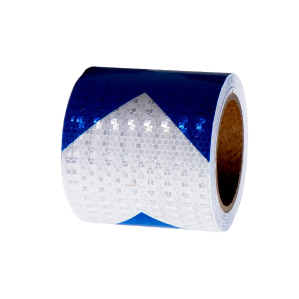 Arrow Blue White 3IN X 10FT Reflective Safety Tape - Self-Adhesive High Visibility Conspicuity Tape for Trailers, Trucks & Cars - Perfect for Night Driving, Road Safety & Vehicle Marking