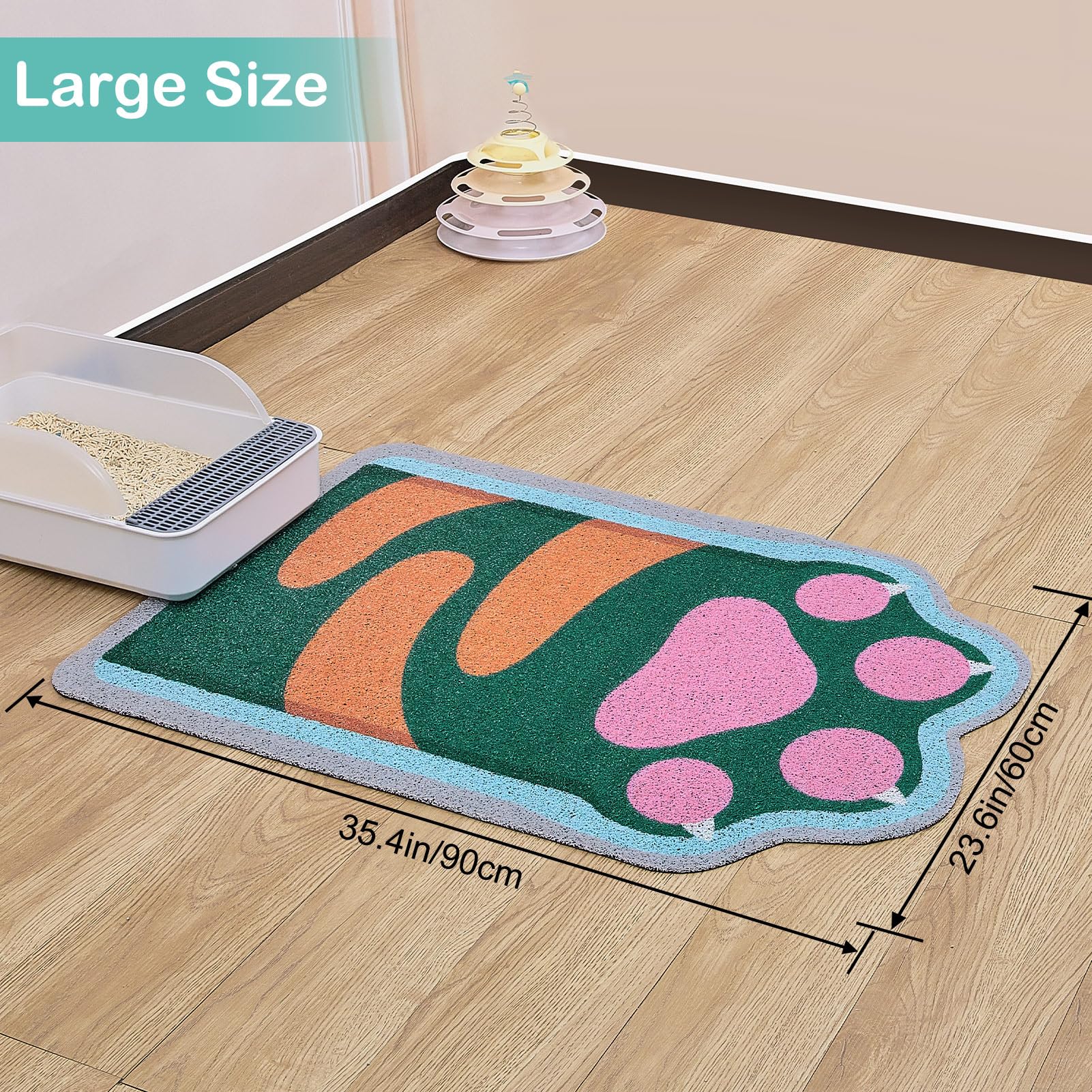 Premium Non-Slip Cat Litter Mat - Large Size, Soft & Easy to Clean | Unicorn Design Litter Trapping Mat for Kitty | Perfect for Litter Box, Food Bowls & High Traffic Areas | Durable Cat Products for Home Use