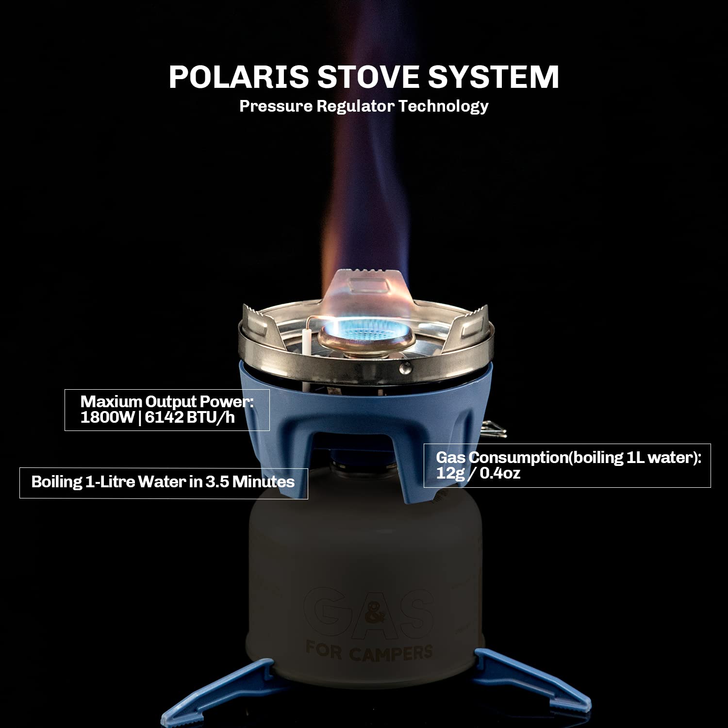 Fire Maple Polaris Portable Camping Gas Stove with Piezo Ignition - Compact Backpacking Stove for Hiking, Trekking & Bushcraft - Includes Pot Support & Stand - Perfect for Outdoor Cooking, Camping Trips & Emergency Preparedness (Blue)