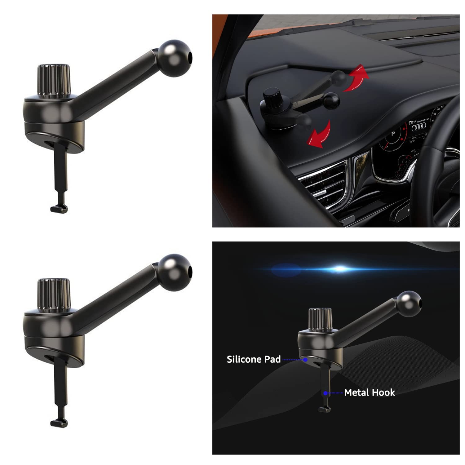 2 Pack Universal Car Phone Mount - Non-Blocking Side Dash Vent Stand with 17mm Ball Joint, Compatible with Garmin Nuvi GPS & Wireless Chargers | Perfect for Road Trips, Commuting & Hands-Free Navigation