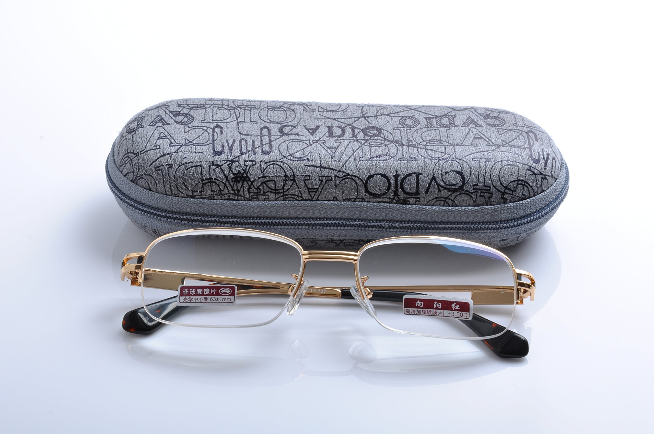 De Ding Men Women Metal Half Frame Reading Glasses - Lightweight Blue Light Blocking Readers for Office, Reading & Computer Use