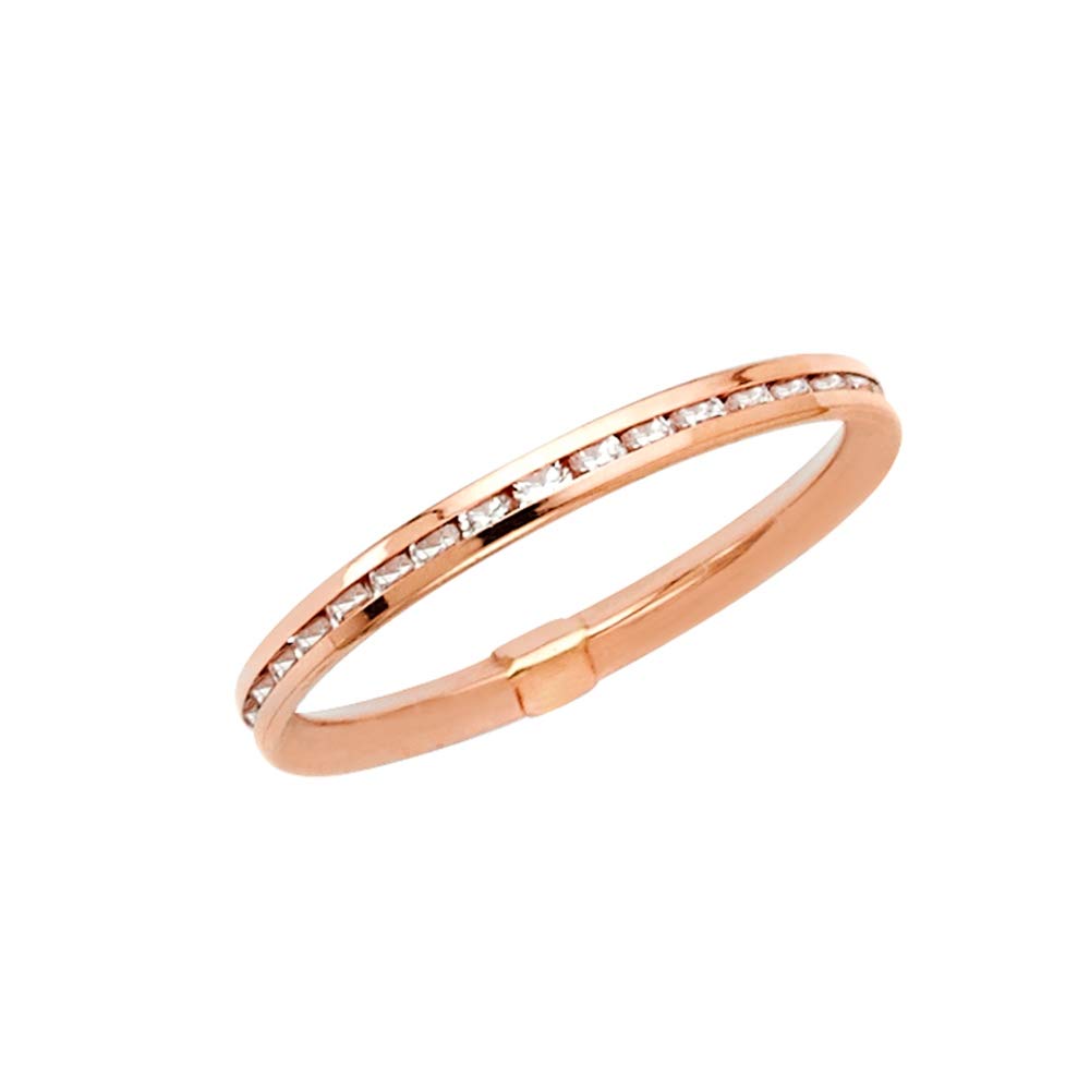 14K Gold 2mm Channel CZ Cubic Zirconia Simulated Diamond Eternity Band Ring for Women - Size 5-9 | Elegant Wedding, Anniversary & Bridal Jewelry Gift