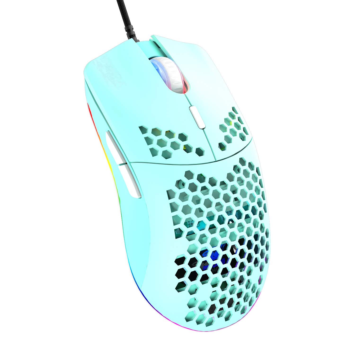 Programmable Wired Gaming Mouse with 6 RGB Lighting Modes & 6400 DPI - Honeycomb Shell Ergonomic Design for PC, Xbox & PS4 Gamers - Perfect for FPS, MOBA & Esports Gaming - Green