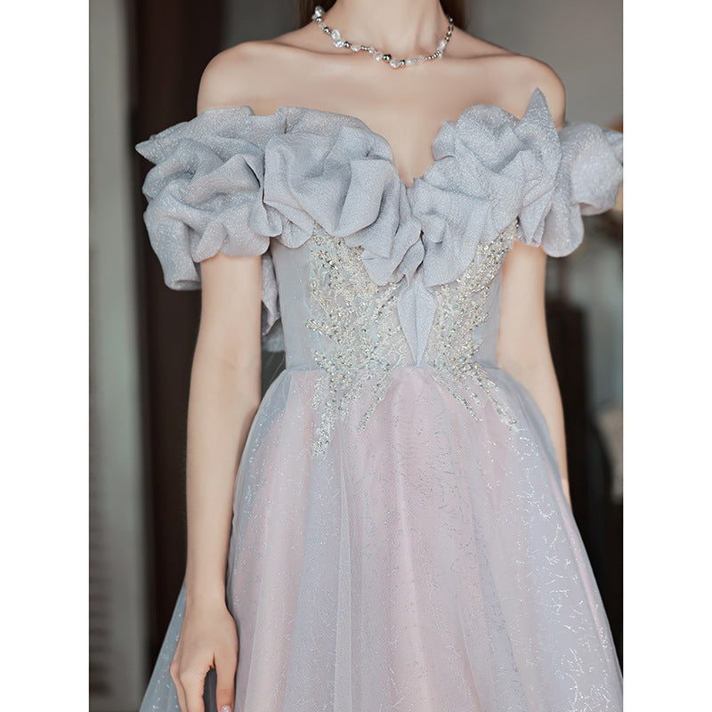 Elegant Off Shoulder Long Prom Dress A-Line Evening Gown for Women - Perfect for Formal Events, Weddings & Special Occasions